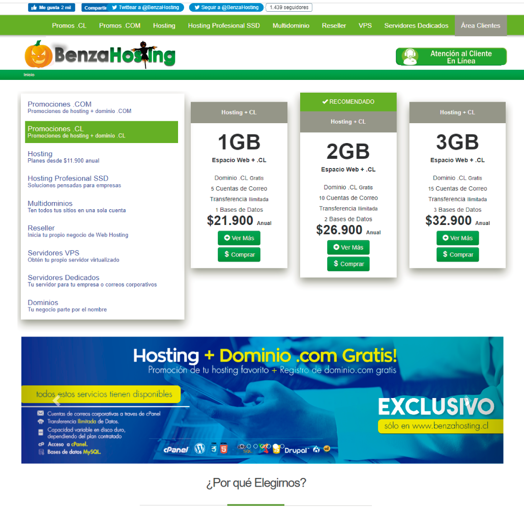 web BENZAHOSTING.CL